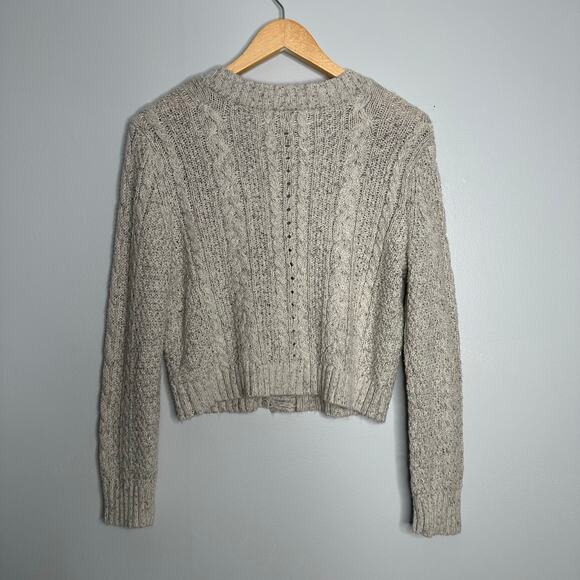 American Eagle Women's‎ Speckled Cropped Fisherman Cardigan Sweater Size L - Picture 8 of 8